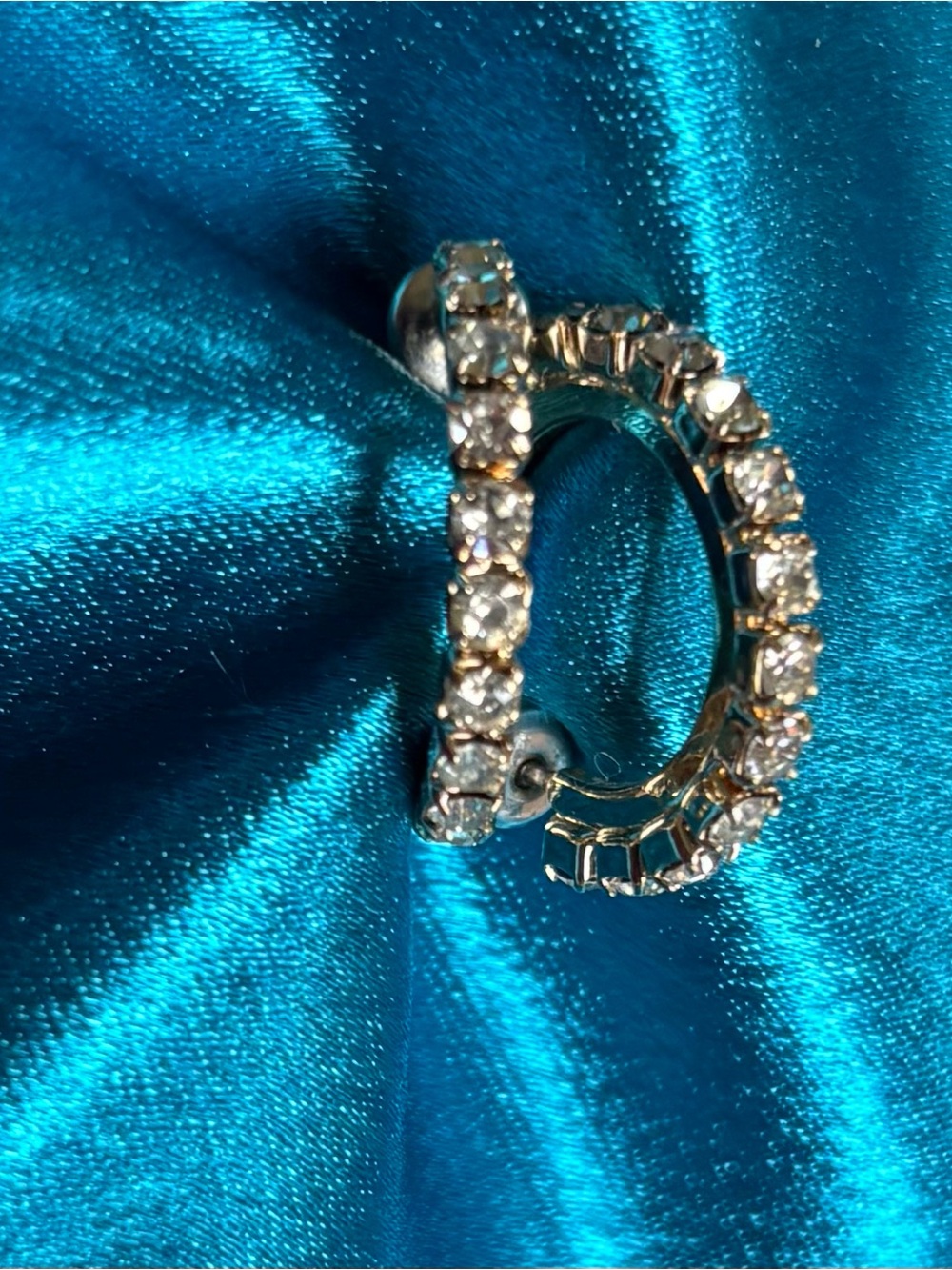 Gold-Tone Hoop Earrings with Clear Crystals